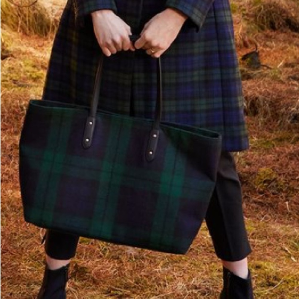NWT Brooks Brothers Red Fleece Wool Tartan Tote Bag